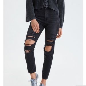 American Eagle distressed black mom jeans
